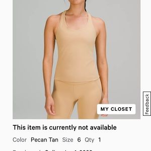 Cool Racerback Tank Top - Pecan size 6 Lululemon
